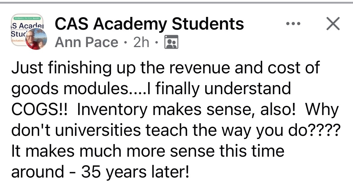 Original student feedback screenshot from Ann Pace
