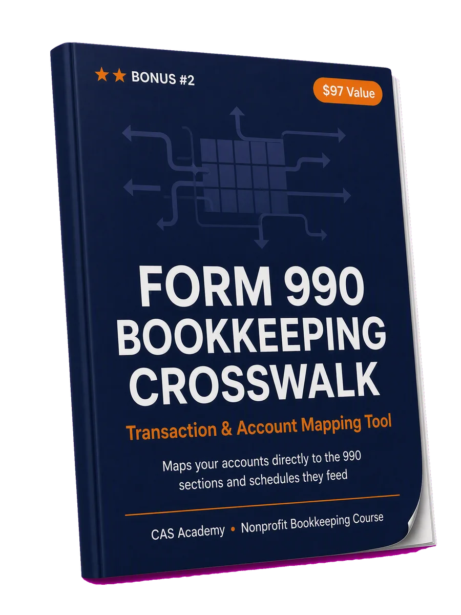 Form 990 Bookkeeping Crosswalk resource mockup