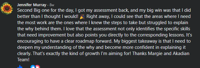 Original student feedback screenshot from Jennifer Murray