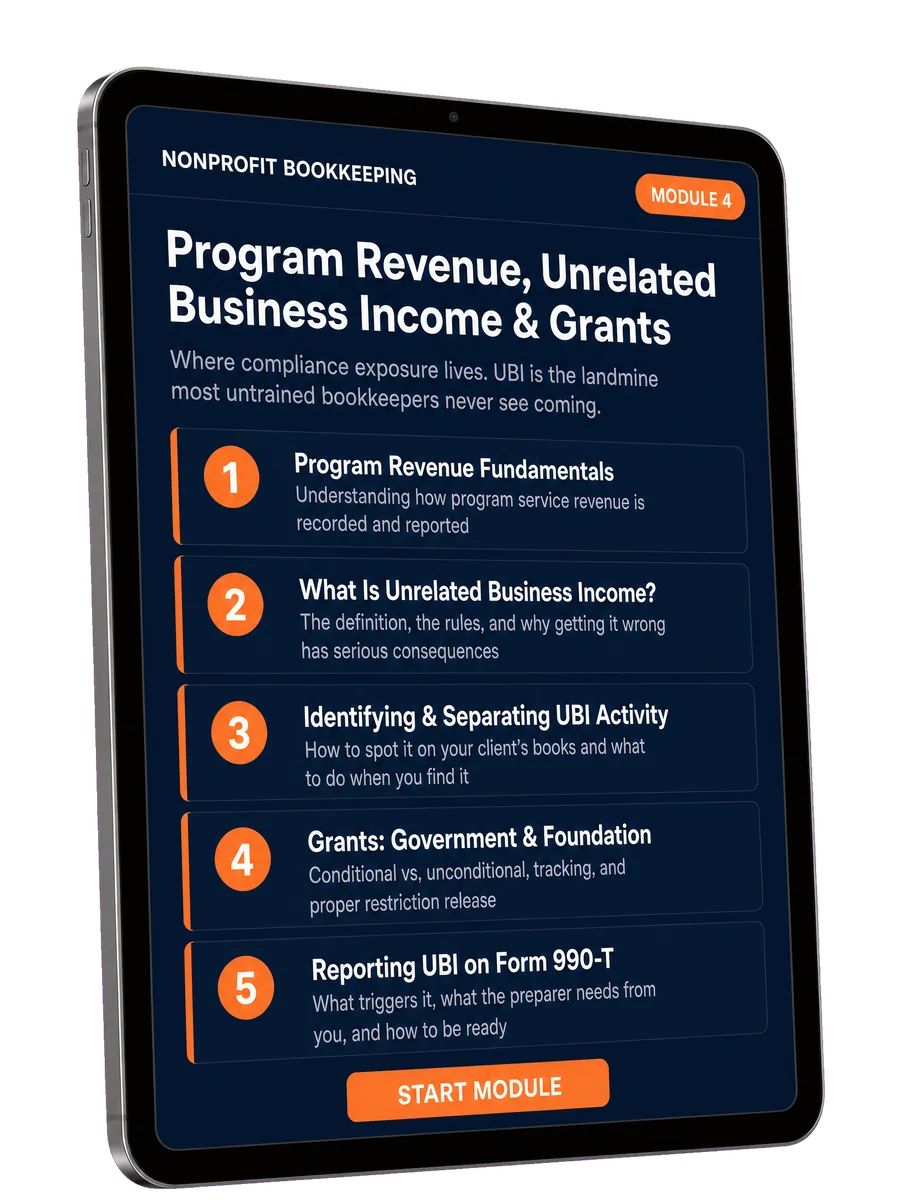 Module 4: Program Revenue, UBI & Grants course mockup