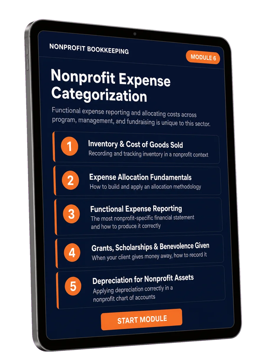 Module 6: Nonprofit Expense Categorization course mockup