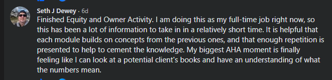 Original student feedback screenshot from Seth J Dewey
